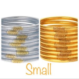 BUDHAGIRL (6) Bangles 3 Gold, 3 Silver. SMALL.
